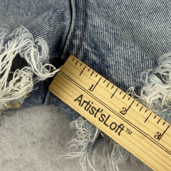 AGOLDE Parker Vintage Cut Off Short Distressed Button Fly Swapmeet Size 28 Blue - Picture 7 of 10